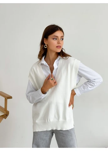 Жилетка вязаная женская Cotton молочная S Art Knit 027011 (257138347)