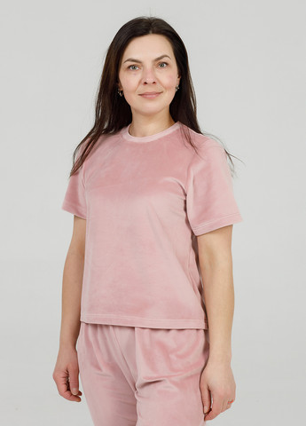 Рожева всесезон велюрова піжама (футболка+штани) розова футболка + штани SONTSVIT