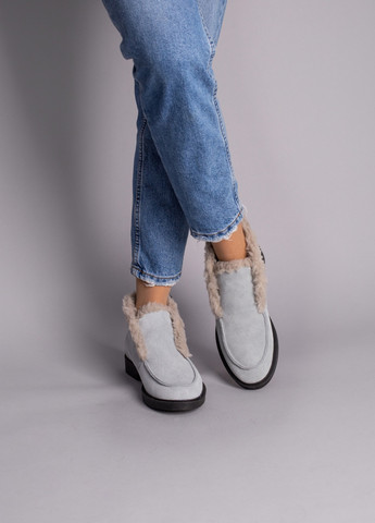 Brand Лоферы ShoesBand лоферы серый з натуральная замша, — зима (257136322)