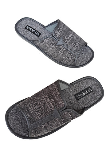 Серые мужские комнатные тапочки открытые Белста