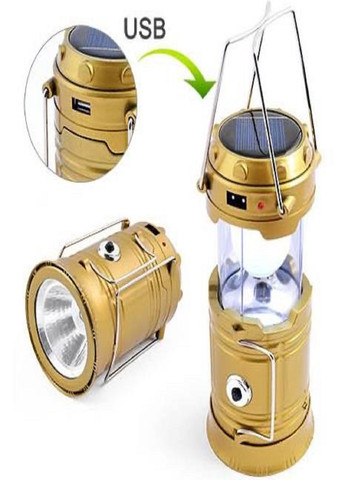 Ліхтар-лампа акумуляторний для кемпінгу UKC G5800 сонячна батарея функція Powerbank Золотий No Brand (257135495)