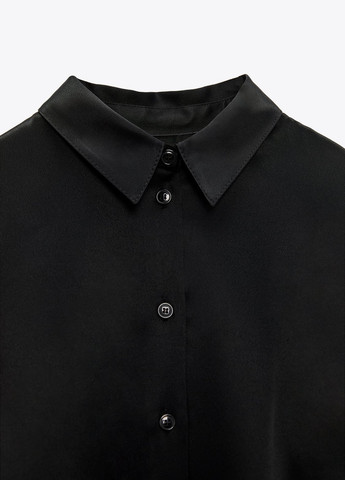 Черная кэжуал рубашка однотонная Zara