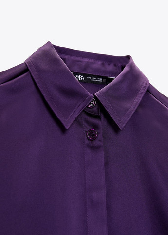 Рубашка Zara однотонна фіолетова кежуал