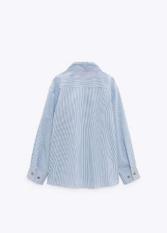 Голубой кэжуал рубашка в полоску Zara