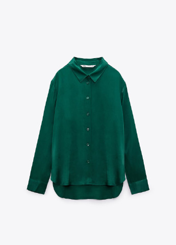 Зеленая кэжуал рубашка однотонная Zara