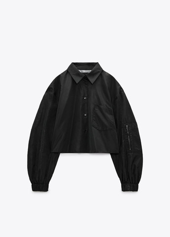 Черная кэжуал рубашка однотонная Zara