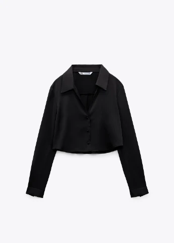 Черная кэжуал рубашка однотонная Zara