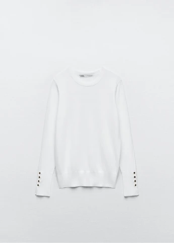 Белый демисезонный свитер Zara