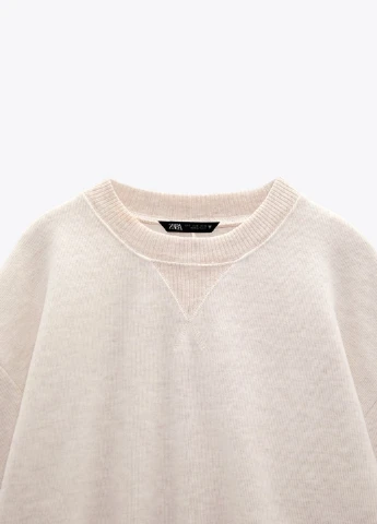 Светло-бежевый свитшот Zara однотонный (257136931)