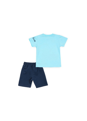 Голубой летний набор детской одежды с мишкой в машинке (12144-80b-blue) Breeze