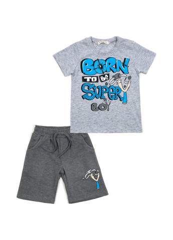Голубой летний набор детской одежды "super boy" (14528-110b-blue) Breeze