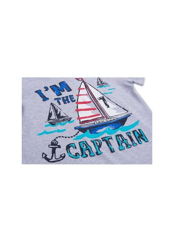 Сірий літній набір дитячого одягу з корабликами "i'm the captain" (8306-116b-gray) E&H