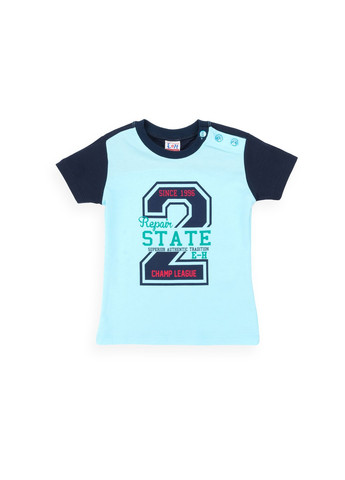 Блакитний літній набір дитячого одягу футболка з ґудзиками із шортами (8922-98b-blue) Breeze