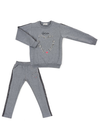Серый демисезонный набор детской одежды с серебряными лампасами (12973-128g-gray) Breeze