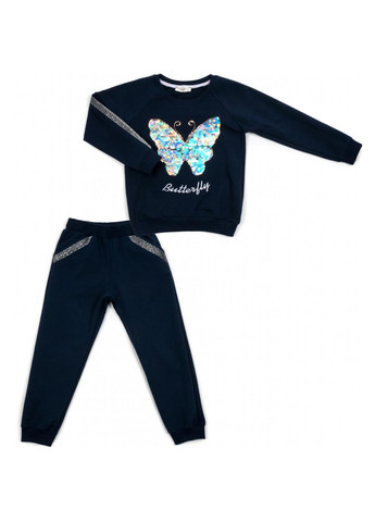 Комбинированный демисезонный набор детской одежды с бабочкой (13862-140g-blue) Breeze