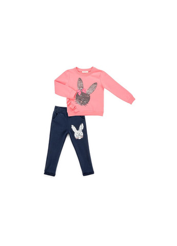 Комбинированный демисезонный набор детской одежды с зайчиком из пайеток (11425-98g-peach) Breeze