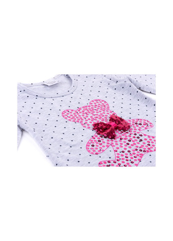 Комбинированный демисезонный набор детской одежды с мишкой из пайеток (9584-98g-gray) Breeze