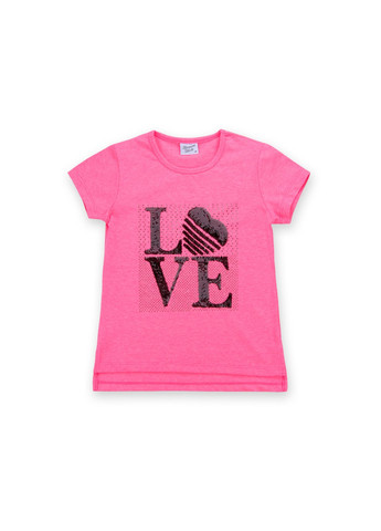 Комбінований літній набір дитячого одягу з написом "love" з паєток (8307-116g-pink) Breeze