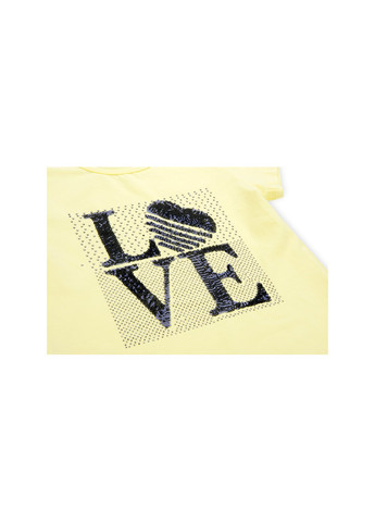 Комбинированный летний набор детской одежды с надписью "love" из пайеток (8307-128g-yellow) Breeze