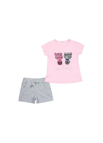 Комбинированный летний набор детской одежды с котятами (10843-110g-pink) Breeze