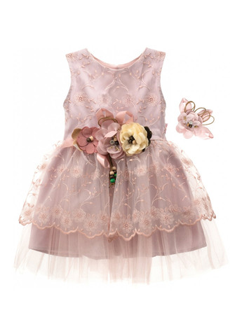 Розовое платье tivido праздничное с украшением (2135-104g-pink) Power (257142498)