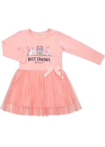 Персиковое платье "best friends" (6796-128g-peach) Pop Fashion (257142363)