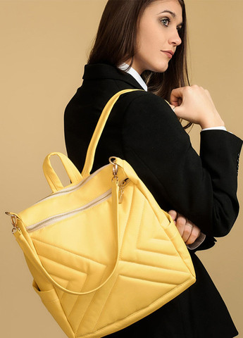 Женский рюкзак-сумка Trinity строченый желтый Sambag (257154000)
