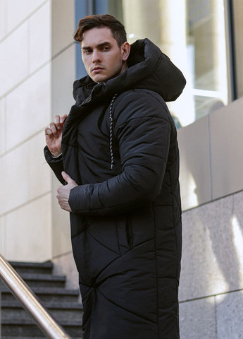Черная зимняя мужская зимняя куртка парка стебана .vidlik geometry с капишоном черная VDLK