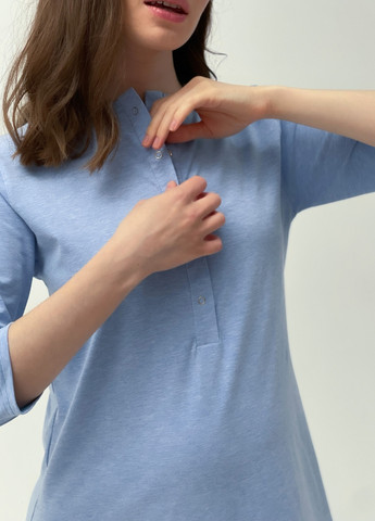Нічна сорочка рукав 3/4 для вагітних та годування, блакитний меланж Koko boutique (257160375)