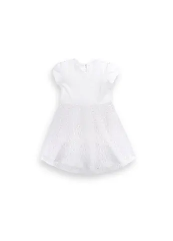 Бежевое платье с гипюрной фигурной юбкой (8302-104g-beige) Breeze (257208951)