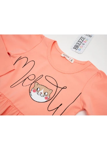 Персикова сукня з котиками (17920-116g-peach) Breeze (257208194)