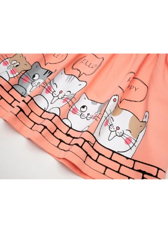 Персикова сукня з котиками (17920-116g-peach) Breeze (257208194)