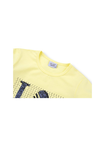 Комбінований літній набір дитячого одягу з написом "love" з паєток (8307-140g-yellow) Breeze