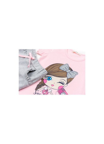 Комбінований літній набір дитячого одягу з дівчинкою (12485-86g-pink) Breeze