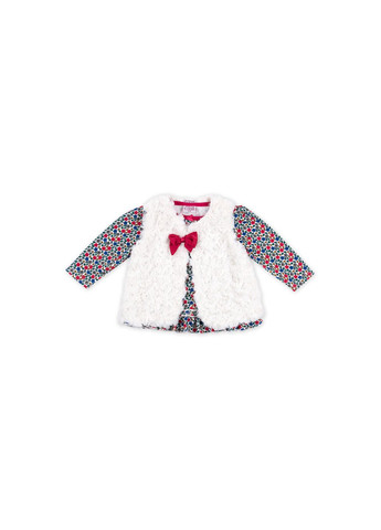 Комбінований демісезонний набір дитячого одягу для дівчаток: кофточка, штанці та хутряний жилет (g8070.12-18) Luvena Fortuna