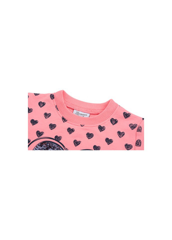 Комбинированный демисезонный набор детской одежды кофта с брюками с сердечком из пайеток (8271-98g-pink) Breeze