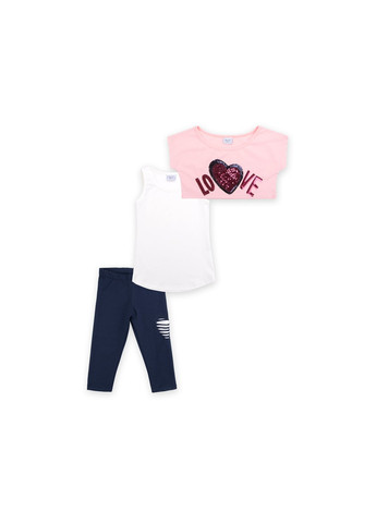 Комбінований демісезонний набір дитячого одягу "love" з паєток (9007-128g-beige) Breeze