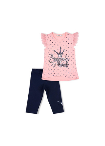 Комбінований літній набір дитячого одягу з коронкою з паєток (10133-98g-peach) Breeze