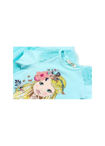 Бирюзовый летний набор детской одежды с девочкой и фатиновой юбкой (11826-104g-blue) Breeze