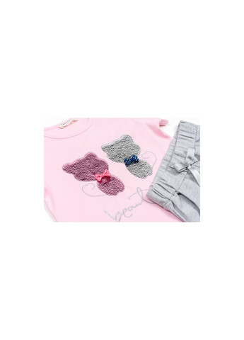 Комбінований літній набір дитячого одягу з кошенятами (10843-110g-pink) Breeze
