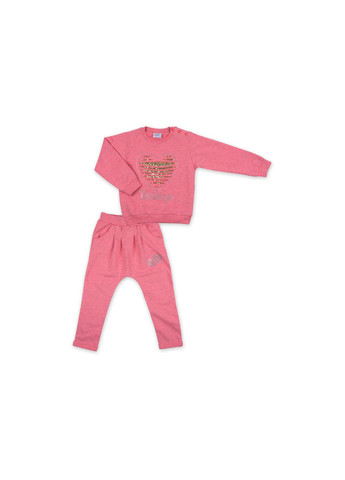Коралловый демисезонный набор детской одежды кофта и брюки персиковый меланж (8013-86g-peach) Breeze