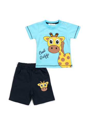 Голубой летний набор детской одежды с жирафом (13739-74b-blue) Breeze
