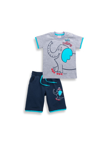 Блакитний літній набір дитячого одягу зі слоником (6199-86b-blue) Breeze