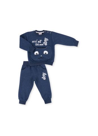 Блакитний демісезонний набір дитячого одягу з котиком на кишені (9701-80b-blue) Breeze