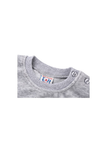 Сірий демісезонний набір дитячого одягу велюровий з вертольотом та штанцями в зірочку (8113-80/b-gray) Breeze