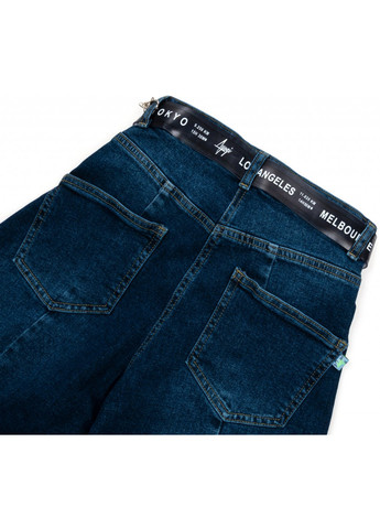 Голубые демисезонные джинсы с завышенной талией (9294-140g-blue) A-yugi