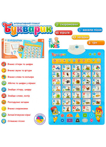 Дитячий розвиваючий плакат на рус. мовою 48 см Limo Toy (257202291)