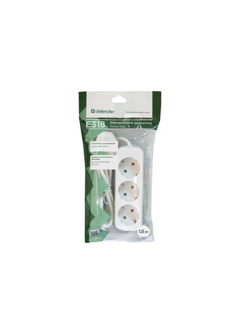Сетевой удлинитель E318 1.8 m 3 роз white (99221) Defender (257225079)