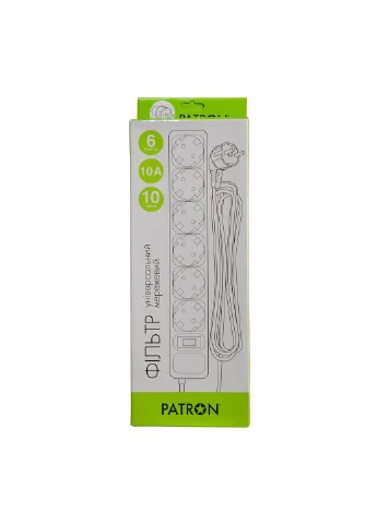 Фільтр живлення 10 m3*1mm2 (SP-10610) 6 розеток BLACK (EXT-PN-SP-10610) Patron (257223421)