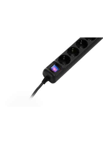 Сетевой удлинитель 5XSchuko з вимикачем, 5м, black (-U05ES15M5BK) 2E (257225197)
